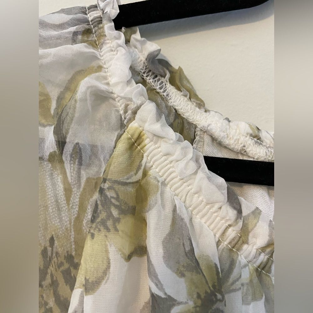 Italian Made Floral Peasant Long Sleeve Blouse, Soft & Silky, Size S - Picture 5 of 9